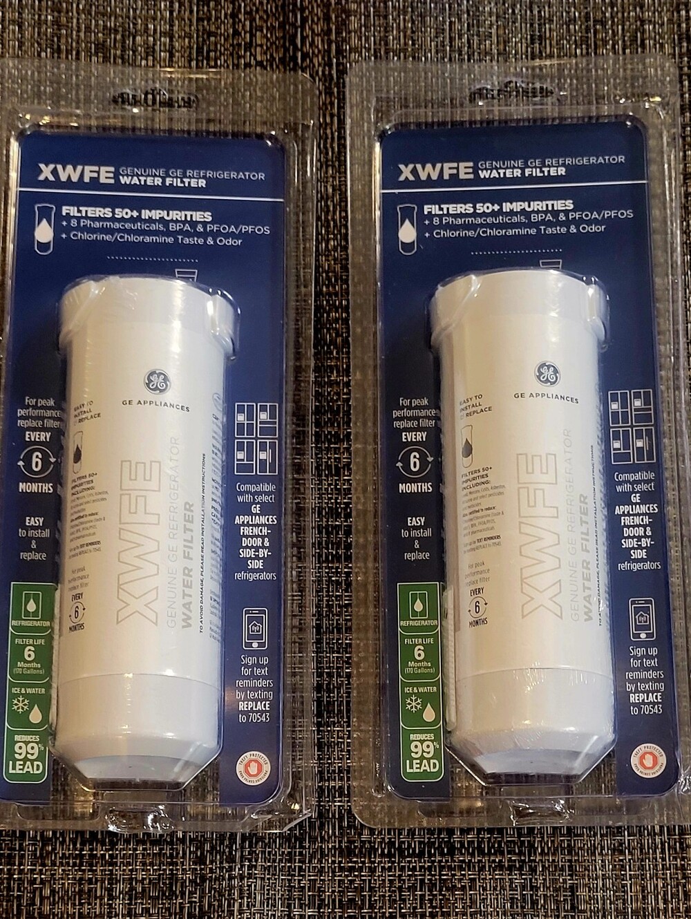 2 - GE XWFE GENUINE REFRIGERATOR WATER FILTER (WITH CHIP) SEALED OEM